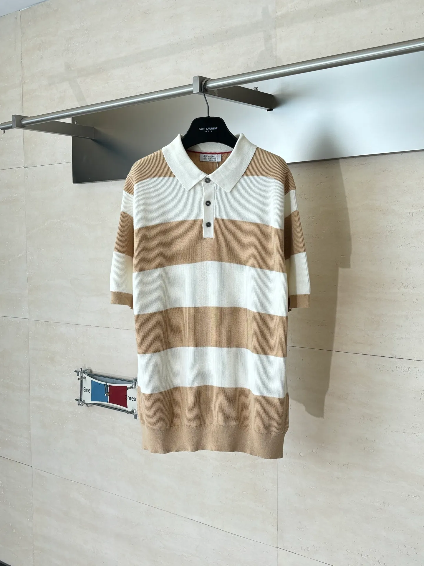 Brunello Cucinell BC old money style striped knitted short-sleeved Polo shirt Size: S/M/L/XL